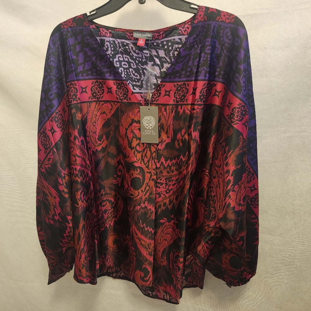 Vince Camuto Women's Colorful Vneck Top Sz XL